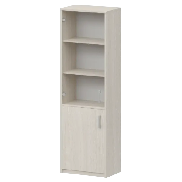 Шкаф комбинированный узкий с прозрачным стеклом Арго А-321/А-стл321пр Ясень шимо