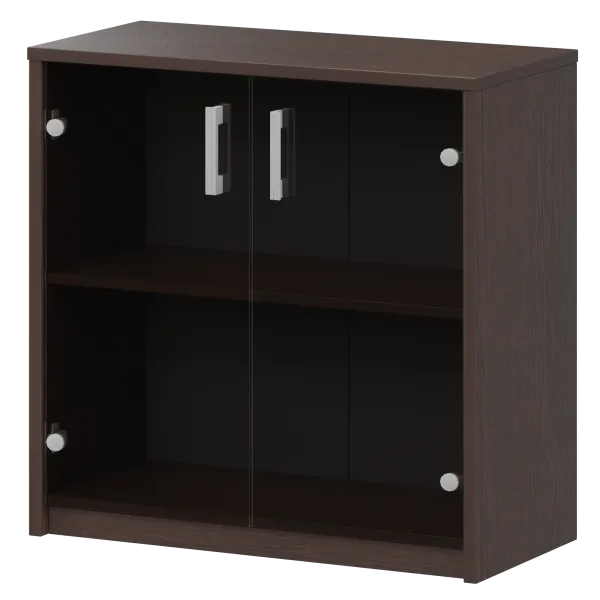 Стеллаж низкий с тонированным стеклом Арго А-302/А-стл302тон Дуб венге