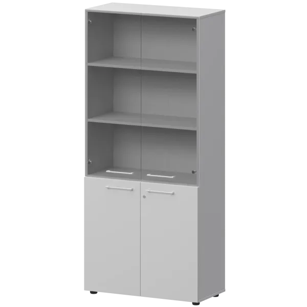 Шкаф высокий закрытый с стеклом Кортез СМШ58.28F.38SМ(Б) Белый