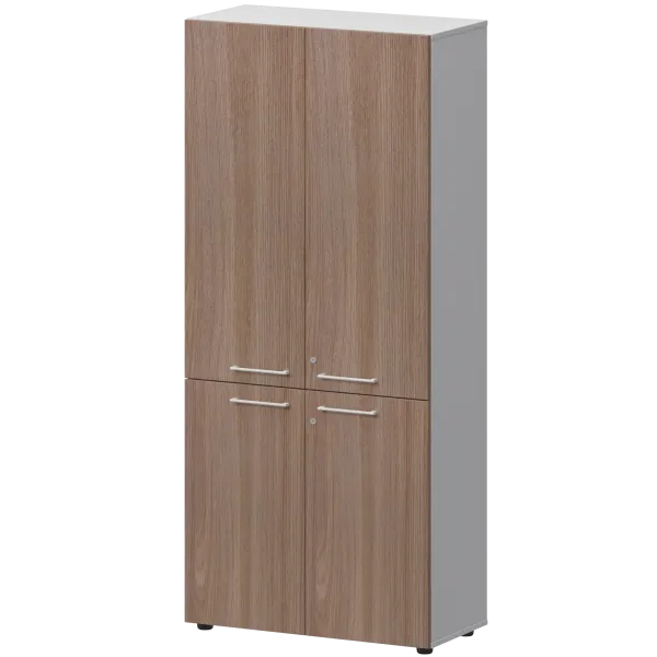 Шкаф высокий закрытый Кортез СМШ58.28F.38V(Б) Темный шимо/Белый