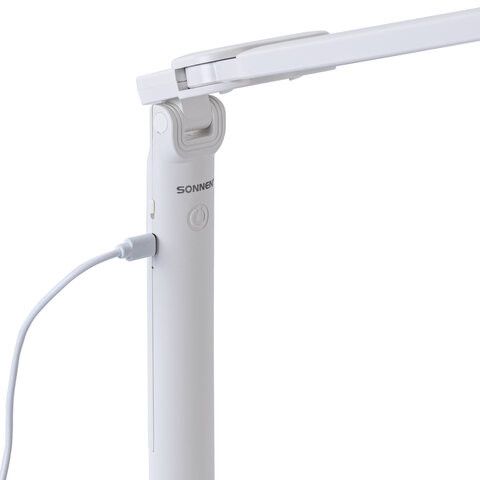Настольная лампа / светильник беспроводная SONNEN PT-201, органайзер, USB, LED, 5 Вт, 3 режима, белый, 238781