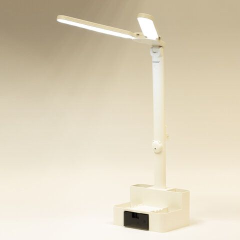 Настольная лампа / светильник беспроводная SONNEN PT-201, органайзер, USB, LED, 5 Вт, 3 режима, белый, 238781