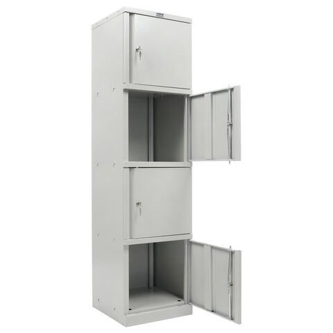 Шкаф металлический офисный ПРАКТИК "AM-1845/4", 1830х472х458 мм 4 отделения, 29 кг, разборный