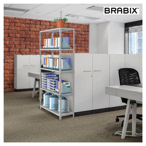 Стеллаж металлический BRABIX "MS KD-180/30-4", 1800х1000х300 мм, 4 полки, сборная стойка, 291114, S240BR143402