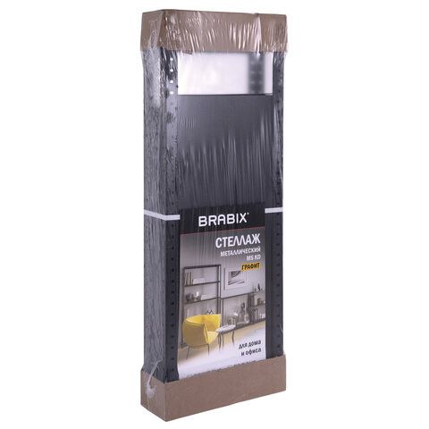 Стеллаж металлический BRABIX "ГРАФИТ MS KD-180/40/70-5", лофт, 1800х700х400 мм, 5 полок, 291268, S240BR124593