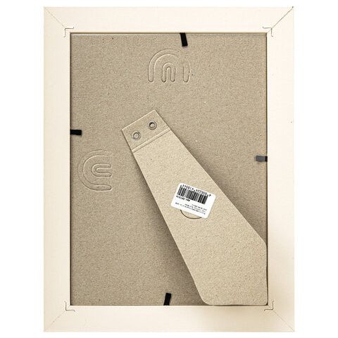 Рамка 15х21 см с паспарту 10х15 см небьющаяся, аналог IKEA, багет 26 мм, МДФ, BRAUBERG "Zool", цвет слоновая кость, 391374