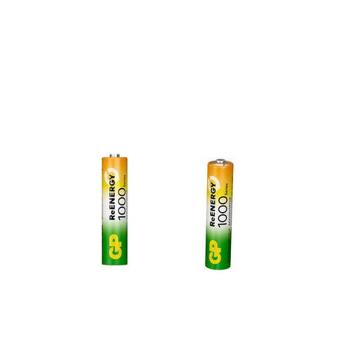 Батарейки аккумуляторные GP ReEnergy Ni-Mh КОМПЛЕКТ 4 шт. (ПРОМО 3+1), ААА (HR03), 950 mAh, 100AAAHC3/1RGY