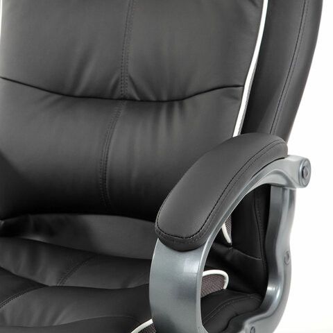 Кресло офисное BRABIX PREMIUM "Strong HD-009", НАГРУЗКА до 200 кг, экокожа черная, ткань серая, 531945