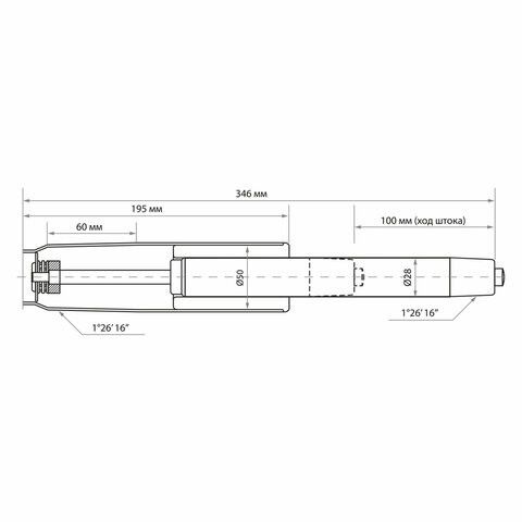 Газлифт прочный BRABIX HD-100 короткий, черный, в открытом виде 346 мм, d 50 мм, класс 4, 533075