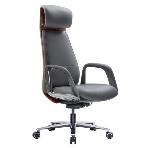 Кресло HAWASAN PREMIUM "EX-820", синхромеханизм, слайдер, экокожа, графит/коричневое, 533238