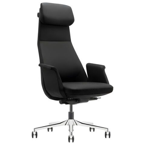 Кресло HAWASAN PREMIUM "STELLAR EX-840", синхромеханизм, алюминий, экокожа, черное, 533241