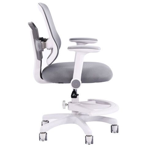 Кресло детское с подставкой для ног BRABIX KIDS "MG-215", сетка/ткань TW, серое, 533313