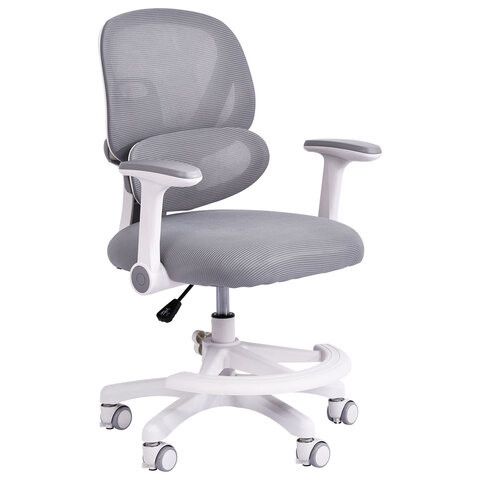 Кресло детское с подставкой для ног BRABIX KIDS "MG-220", сетка/ткань TW, серое, 533315