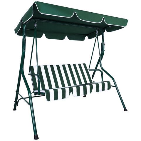 Качели садовые NOSTRESS (НОСТРЕСС) COMFORT SC-003, 3 места, Ш170хГ110хВ153 см, мягкое сиденье, зеленый/белый, 680051