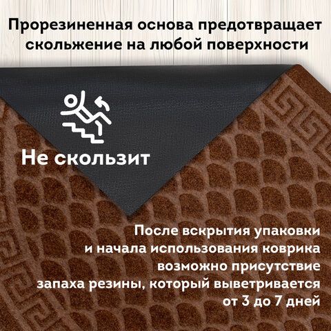 Коврик придверный 60х90 см, ВЕНГЕ, грязезащитный, 430 г/м2, ПОЛУКРУГ, фактурный ЧЕШУЙКИ, ЛЮБАША, 701053